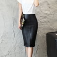 thumbnail image 6 of Fsqjgq Skirts for Women Trendy Black Skirts for Women Leather Body-Con Skirt High Waist Office Slim Split Skirt Knee Length Black M, 6 of 9