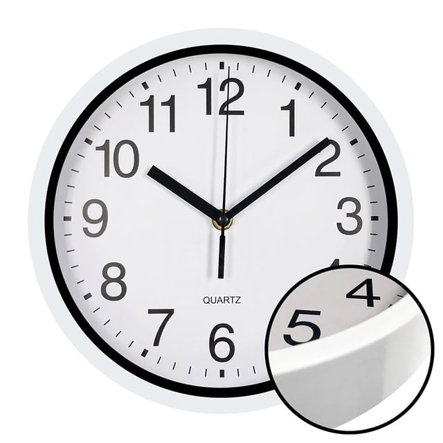 Hauz - Round Wall Clock, 9" Diameter, Quartz Precision, White