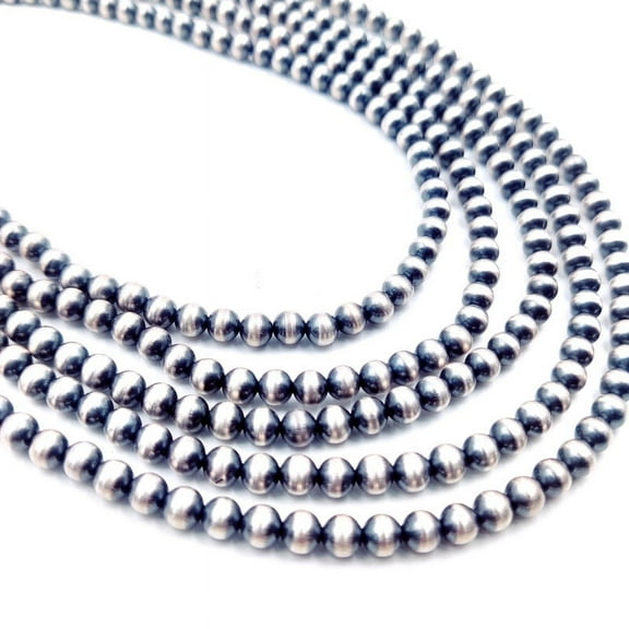 6 mm oxidized 92.5 Sterling Silver , Style Pearls, southwestern Choker in all length available 22" with 2"extender chain