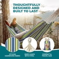 thumbnail image 4 of Bliss Hammocks 60"W Double Hammock with Rope Loops & Tree Straps, 265 lb, Blue Honu Strip, 4 of 14