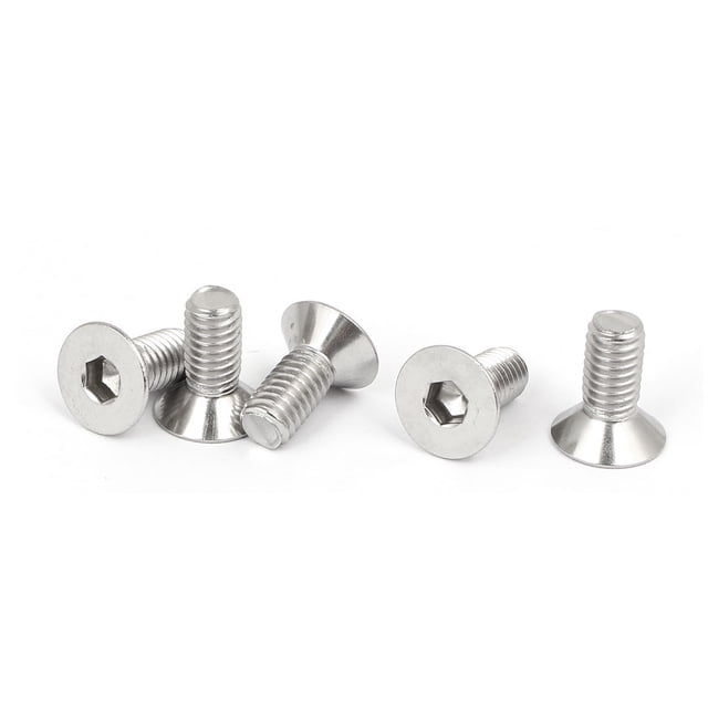 Tornillo de cabeza plana hexagonal de acero inoxidable 316 M6x14mm con cabeza avellanada, 5 piezas