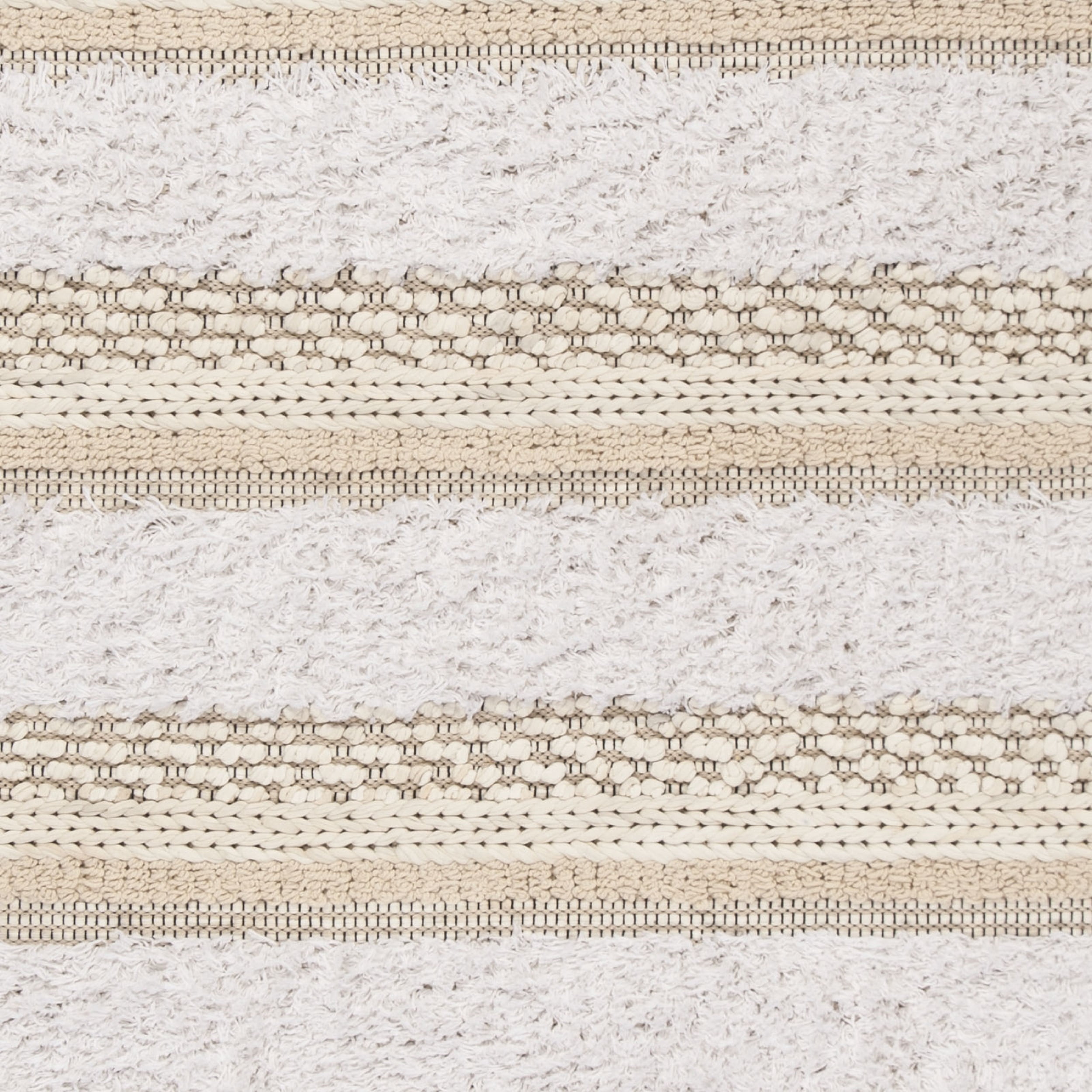 SAFAVIEH Boston Annandale Striped Textured Cotton Area Rug, Ivory/Beige, 4' x 6'