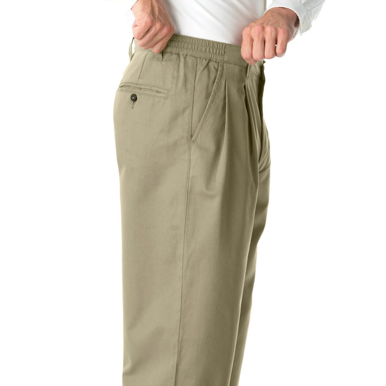 Kingsize Men's Big & Tall Wrinkle-Free Double-Pleat Pant With Side-Elastic  Waist