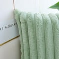 thumbnail image 4 of WOVTE Sage Green Striped Decorative Throw Pillow Covers 18x18 Inch Set of 2, Square Spring Fall Decorations Couch Pillow Case, Soft Cozy Faux Rabbit Fur Plush, Modern Home Decor for Bed (No Inserts), 4 of 7