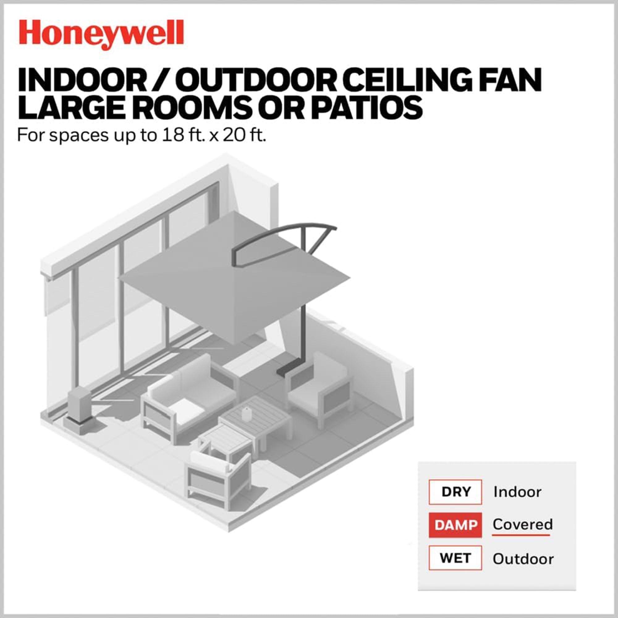 Honeywell Xerxes 70" Ceiling Fan w/ Remote Control, & Reversible Blades, Black