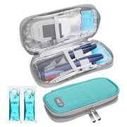 YOUSHARES Insulin Cooler Case with 2 Ice Packs Portable Diabetic Cooler Travel Case Carrying Diabetic Cooler Case (Green)