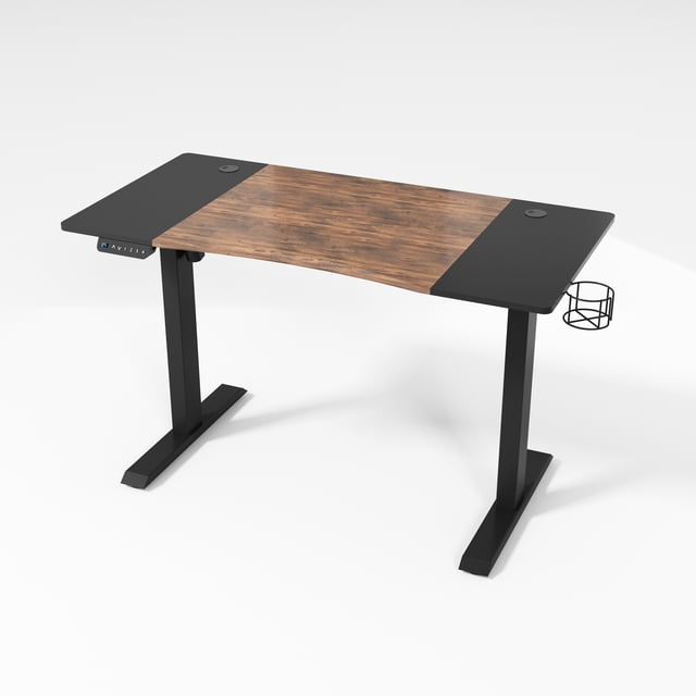 LJ 53” Electric Height Adjustable Sit-Stand Computer Desk - Wood/Black
