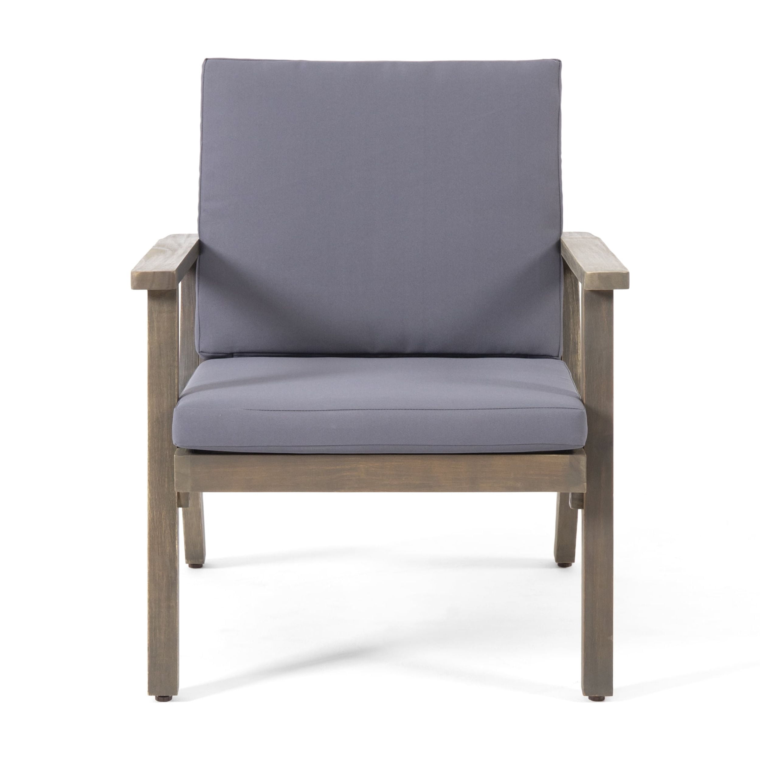Euroco 2-Piece Outdoor Acacia Wood Patio Chair Set with Water-Resistant Cushions and Slatted Back Design, Natural Finish