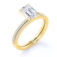 thumbnail image 4 of JeenMata Anillo Nupcial con Engaste de 4 Puntas, Cuerpo Pavé de Talla Esmeralda de 1,5 Quilates, Engastado en Oro Amarillo de 18 K sobre Plata, 4 of 6