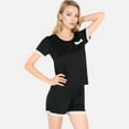 thumbnail image 6 of Lounge Women's Lace Trim Short Sleeve Pajama Set with Pocket Detail - Large, Black, 6 of 7