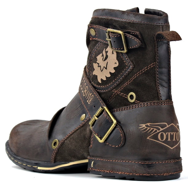 OSSTONE Moto Chukka Boots Men 5008-1-D-10.5 Retro Dark Brown  display picture 1