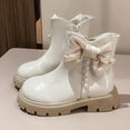thumbnail image 2 of NAISIBABY Girls Ankle Boots, Non-Slip Thick Sole Zipper Princess Bow Pearls Winter Fashion Dress Shoes White 10(Little Kids), 2 of 9