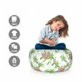 thumbnail image 2 of Funny Sloth Storage Toy Bag Chair, Rhythmic Floral Leaves Tropic Foliage Nature Print, Stuffed Animal Organizer Washable Bag, Small Size, Lime Green Umber, by Ambesonne, 2 of 3