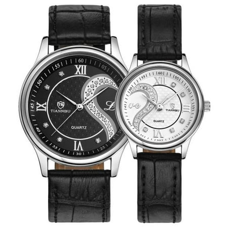 Couple Watch - 1 Pair Tiannbu Ultrathin Leather Romantic Fashion Couple Wrist Watches