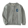thumbnail image 3 of Gyexs Kids Cardigan Sweaters for Little Girls Fashion Letter Prints School Uniform Fall Winter Clothes (Grey, 5-6 Years), 3 of 4