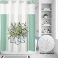 thumbnail image 4 of No Hook Shower Curtain with Built-in Rings - Botanical&nbsp;floral Washable Waterproof Fabric Bathroom Curtains for Hotel,Rentals, 72X 96 Inch Extra Long , Retro Watercolor Eucalyptus Leaves Green, 4 of 9
