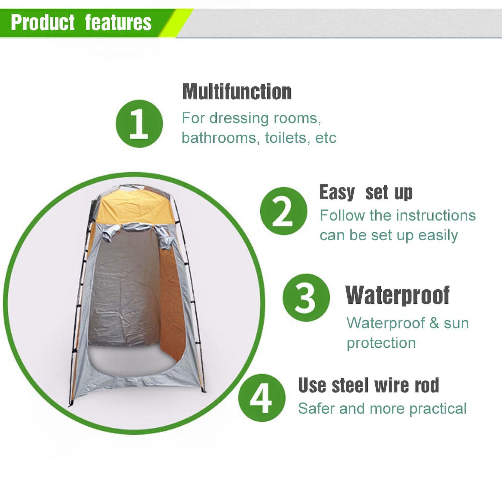 Quick Set Up Shower Tent - Waterproof Dressing & Privacy Tent for Camping and Beach - Portable Changing Room Shelter Canopy with Tent Pegs, Poles, Ropes, and Storage Bag - 47.24X47.24X70.87 Inches