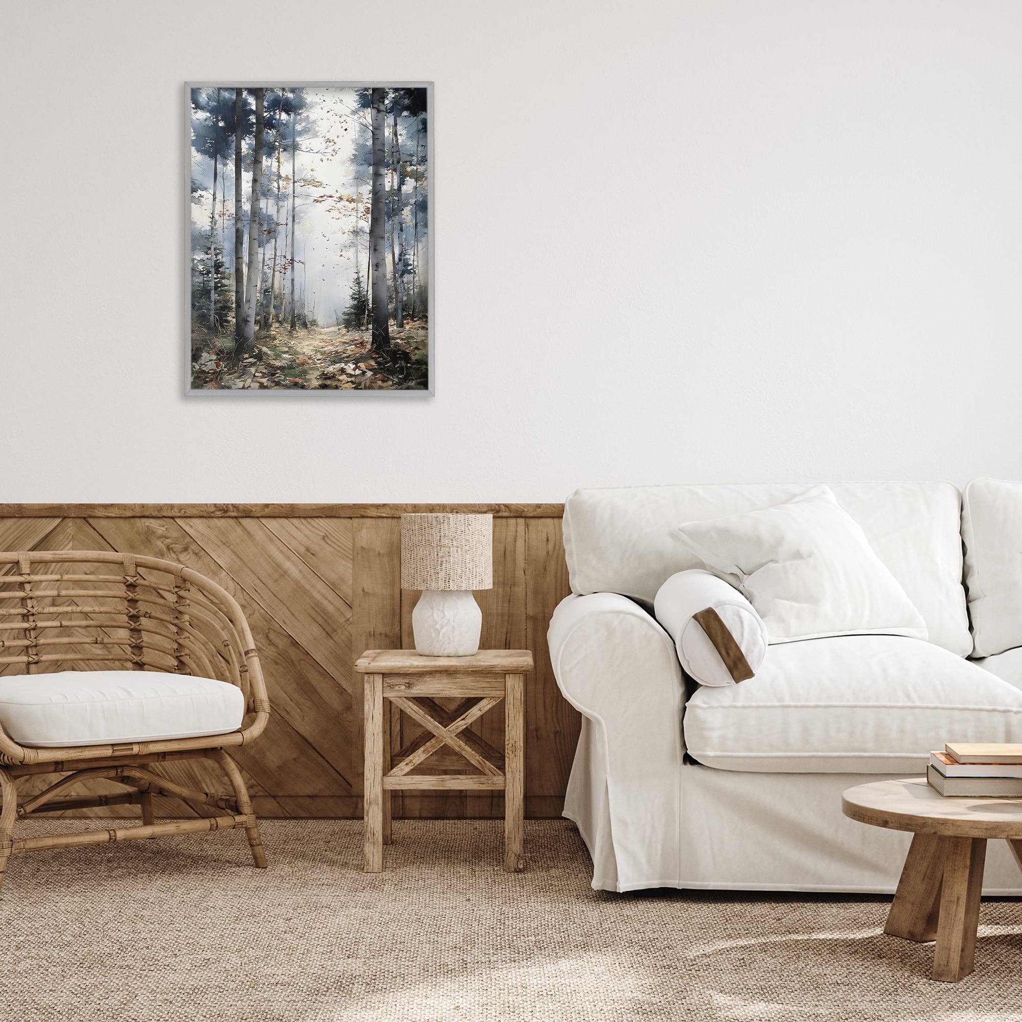 Stupell Industries Cold Woods Birch Forest Gray Framed Giclee Art, design by Franklyn Gregory