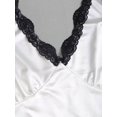 thumbnail image 3 of White Womens Halter Neck Lace Trim Satin A-Line Mini Dress Fitted, 3 of 6