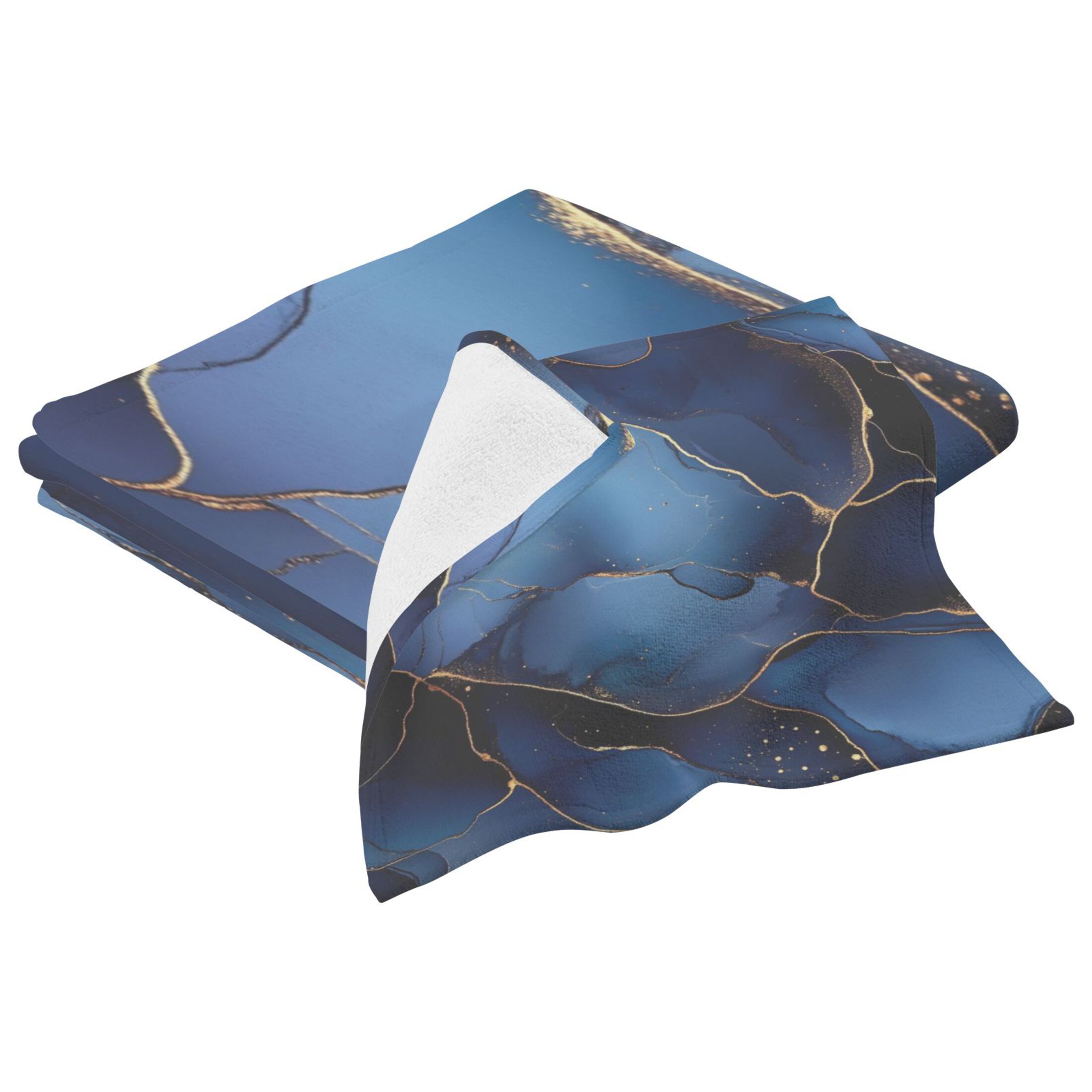 Qxltty Gilt Navy Blue Marble Bath and Hand Towel Set 100% Cotton Towels for Bathroom Soft Durable and Absorbent