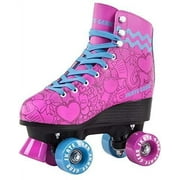 Skate Gear Retro Quad Roller Skates, Holiday Gift for Girls (Graphic Pink/Blue, Womens 9 / Mens 8)