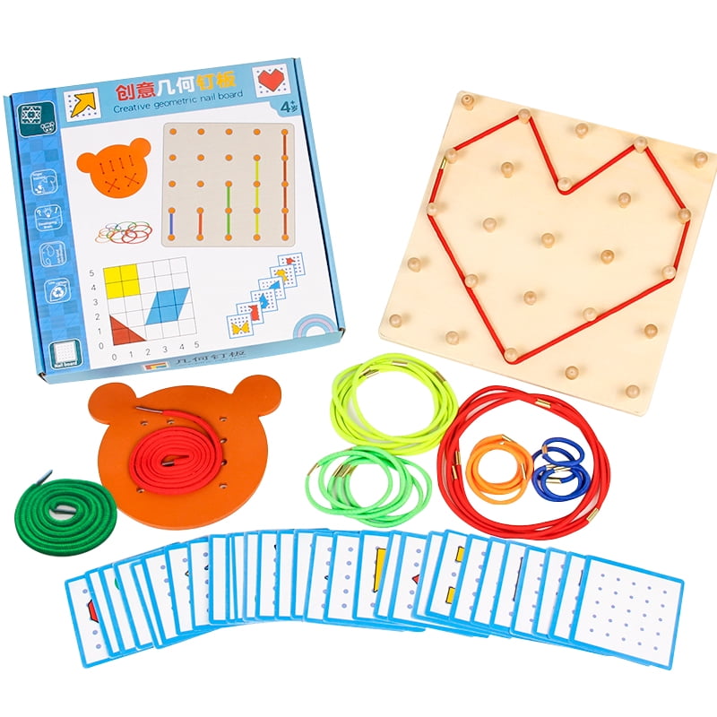 Fridja Wooden Geoboard Montessori Toy Math Education Chart Toy Create  Figures Shapes