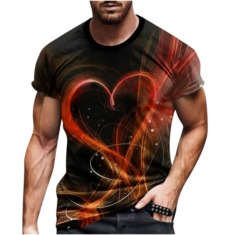 Ayolanni T Shirt Men Casual Round Neck 3d Digital Printing Pullover Fitness  Sports Shorts Sleeves T Shirt Blouse 