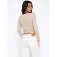 thumbnail image 2 of Y2K Women'S Long Sleeve Front Open Knit Cropped Sweater Button Knit Cardigan, Autumn V-Neck Button Top L, 2 of 5