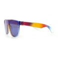 thumbnail image 6 of Kids Size Tie Dye Color Flat Top Shield Horn Rim Plastic Sunglasses Orange Blue - Blue Mirror, 6 of 7