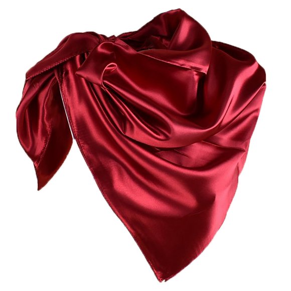 Coofit Women Scarf Solid Color Satin Square Elegant Hijab Scarf Head Wrap Hair Scarf