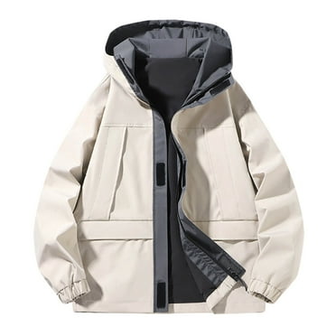 IYTR Men's Lightweight Windbreaker Jacket Hooded Zipper Outdoor Sports Coat Breathable Windproof Raincoat White L