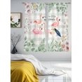 thumbnail image 2 of Pink Flamingo Sheer Curtains 72 Inch Length 2 Panels Set, Botanical Floral Leaves Summer Green Plaid Voile Window Treatment Rod Pocket Curtains Sheers Drapes for Bedroom/Living Room/Kitchen 52"x72"x2, 2 of 7