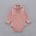 thumbnail image 2 of LNWUY Baby Turtleneck Bodysuit Long Sleeve Solid Color Ribbed Cotton Outfits for Baby Boys Girls 3-18 Months Pink 12-18 Months, 2 of 5