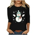thumbnail image 2 of Cadancy Women's 3/4 Sleeve Tops Christmas Snowman Vintage Holiday Shirts Plus Size Dressy Party Winter Shirt Crewneck Xmas Funny Casual Loose Blouses, 2 of 5
