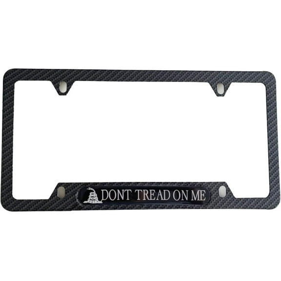 Carbon Fiber License Plate Frame Cover Holder Don't Tread On Me Truck Car Accessories Stainless Steel 1PC