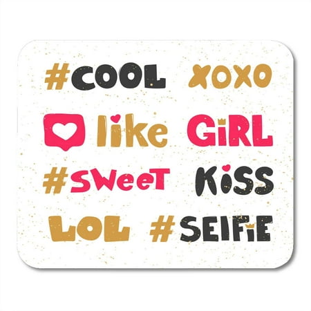 LADDKE White Blog Cute XOXO Like Girl Sweet Kiss LOL Selfie Hashtags Stickers for Social Media Content Site Chat Mousepad Mouse Pad Mouse Mat 9x10 (Best Blog For Mixed Media)