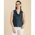 thumbnail image 2 of Moomaya Sleeveless Cowl Neck Printed Satin Top - Women's Elegant Satin Top, 2 of 9