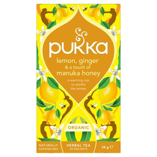 Pukka Organic Lemon, Ginger & Manuka Honey Tea Compostable Herbal Tea Bags 20 tea bag each (Pack of 2)