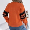 thumbnail image 5 of Chandail Tricoté Visage Citrouille Halloween Automne Hiver Couleur Unie Manches Longues Col Rond, 5 of 5