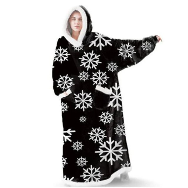 Manta de franela superlarga con mangas para hombre y mujer, Sudadera con capucha de invierno, jersey de lana gigante, manta de Tv de gran tamaño
