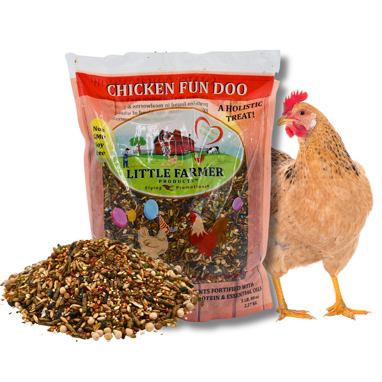 Chicken Fun-DOO Non-GMO, Soy-Free Chicken Treat | Premium Poultry Meal Worm, Vegetable & Herb Mix (5 lbs)