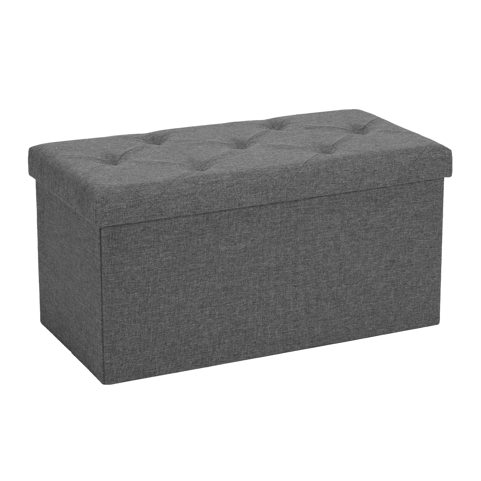JOINSUN 30" Folding Storage Ottoman Bench, Linen material, Foot Rest Stool Storage Chest, Grey