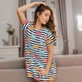 thumbnail image 3 of Balery Colorful Llama Camisón de manga corta con cuello redondo para mujer, cómodo y elegante., 3 of 6