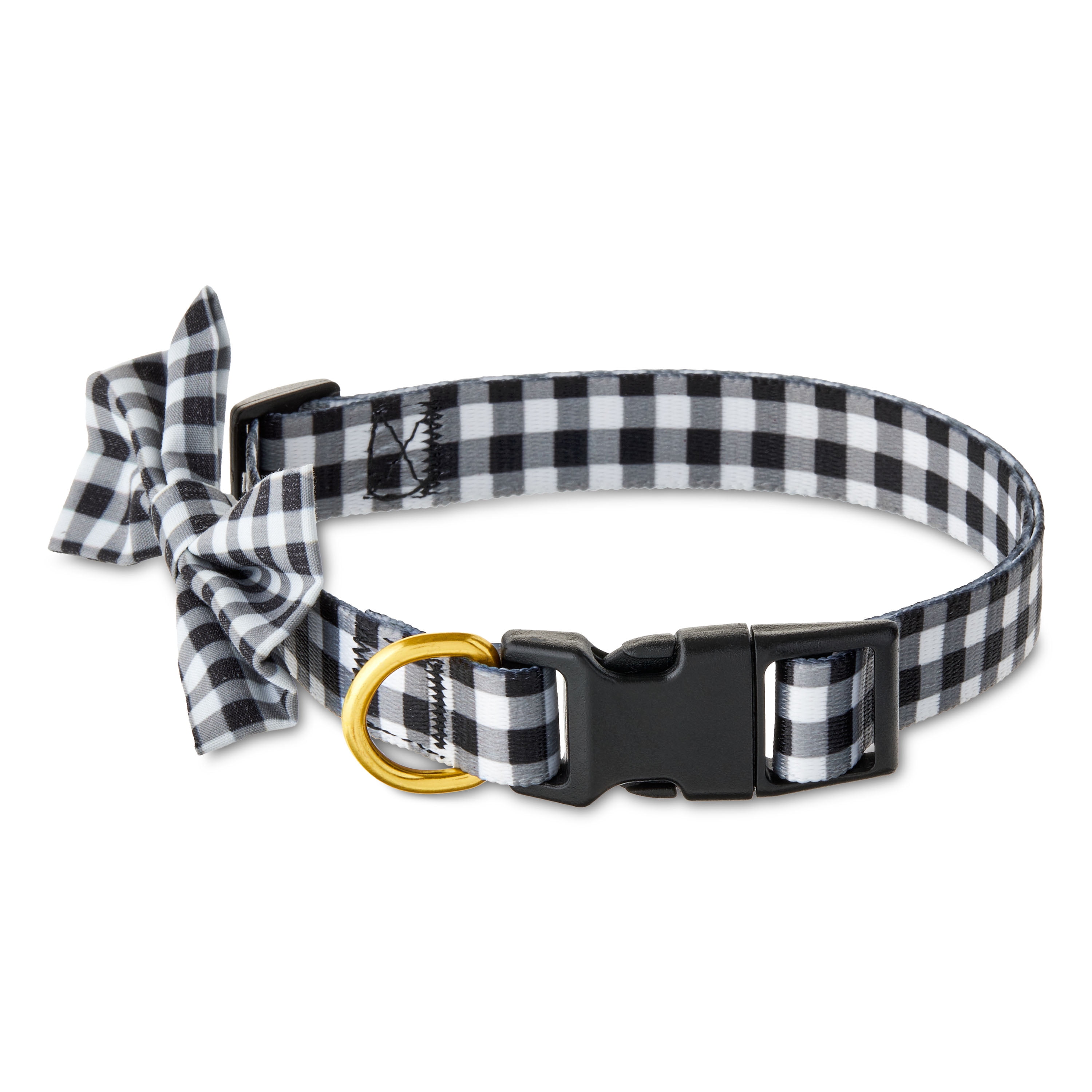 Vibrant Life Gingham Bow Tie Fashion Dog Collar, Multi-Color, Medium