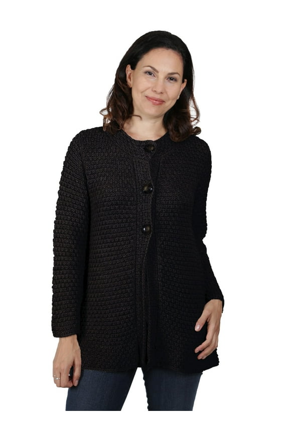 ~ Womens Hand Knit Alpaca Swing Cardigan Thigh Length