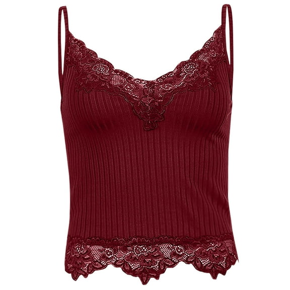 Blmnix Womens Bras Cami High Support Lace Bralette Bras Red Longline Spaghetti Straps Push Up Bras for Women