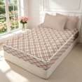thumbnail image 2 of Manfei Modern Checkered Zipper Twin Comforter Sets with Fitted Sheet and 2 Pillowcases,Geometric Check Zipper Bedding Set,Brown White,Reversible,4pcs, 2 of 8