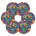 thumbnail image 2 of Haosy Set of 6 Drink Woven Coaster with Holder Heat Resistant Non-Slip Bar Coasters 4 Inches Cartoon Flower and Star, 2 of 7