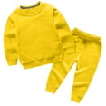 thumbnail image 2 of Baby Girl Clothes Toddler Spring Fall Outfit Long Sleeve Solid Color Crewneck Sweatshirt Top and Pants Infant Clothing Set Yellow 1-2 Years, 2 of 3