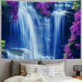 thumbnail image 2 of ERAPDAUR  Waterfall Tapestry Purple Forest Wild Flowers Floral Mountain Jungle Plants Nature Landscape Wall Hanging Bedroom Living Room Hanging Decorative Blanket 40x30inch, 2 of 6